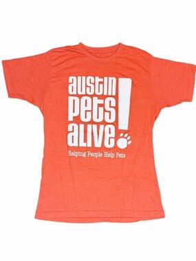 Austin Pets Alive Volunteer Graphic Tee Orange M Unisex Animal Rescue ATX local